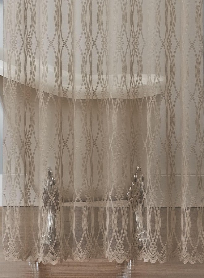 LinenZone Minimalist Shower Curtain Gold Color for Beautiful Bathroom Decor Aesthetic or Modern Bathroom Decor. 72 Inch Geometric Shower Curtain for Minimalist Decor. (Giselle Shower 72 x 72 Linen) - Image 3