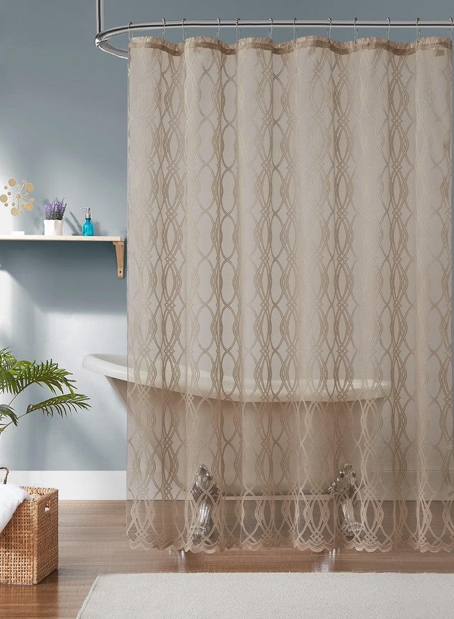 LinenZone Minimalist Shower Curtain Gold Color for Beautiful Bathroom Decor Aesthetic or Modern Bathroom Decor. 72 Inch Geometric Shower Curtain for Minimalist Decor. (Giselle Shower 72 x 72 Linen) - Image 1