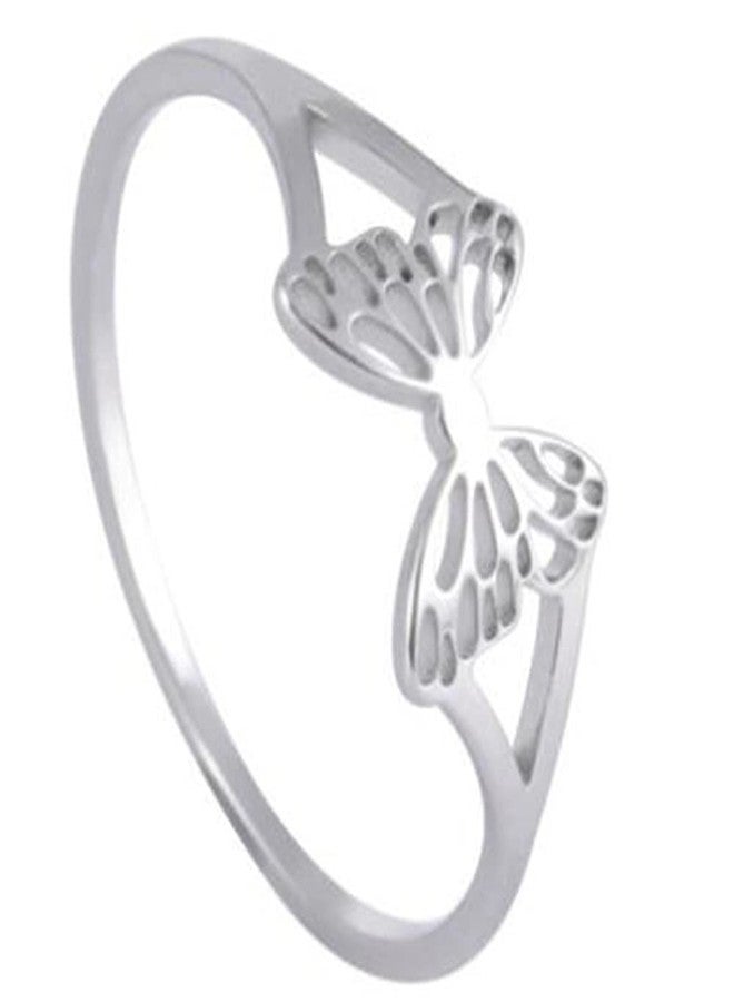 Jude Jewelers Stainless Steel Cute Dainty Butterfly Style Birthday Christmas Promise Statement Ring (Silver, 9) - Image 1