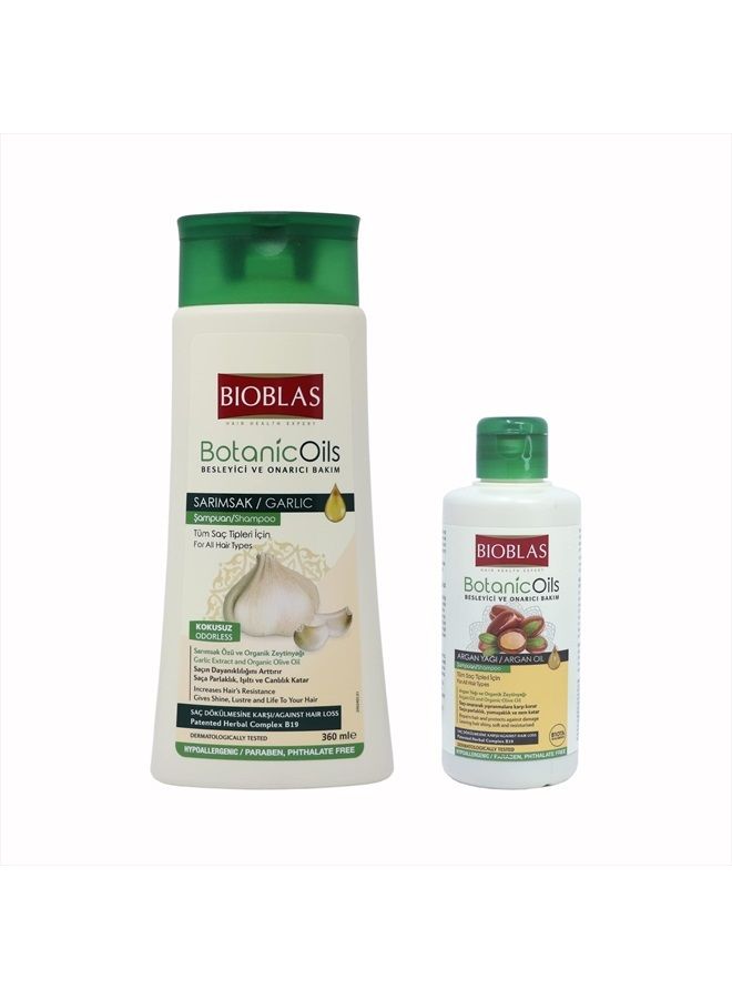 Bioblas Hair Loss Garlic Shampoo for Men and Women with Unscented & Odorless Natural Oil Treatment, Halal, Dermatologically Tested to Strengthen Hair from Root to Tip, All Hair Types, 1-Pack + Argan S - Image 1