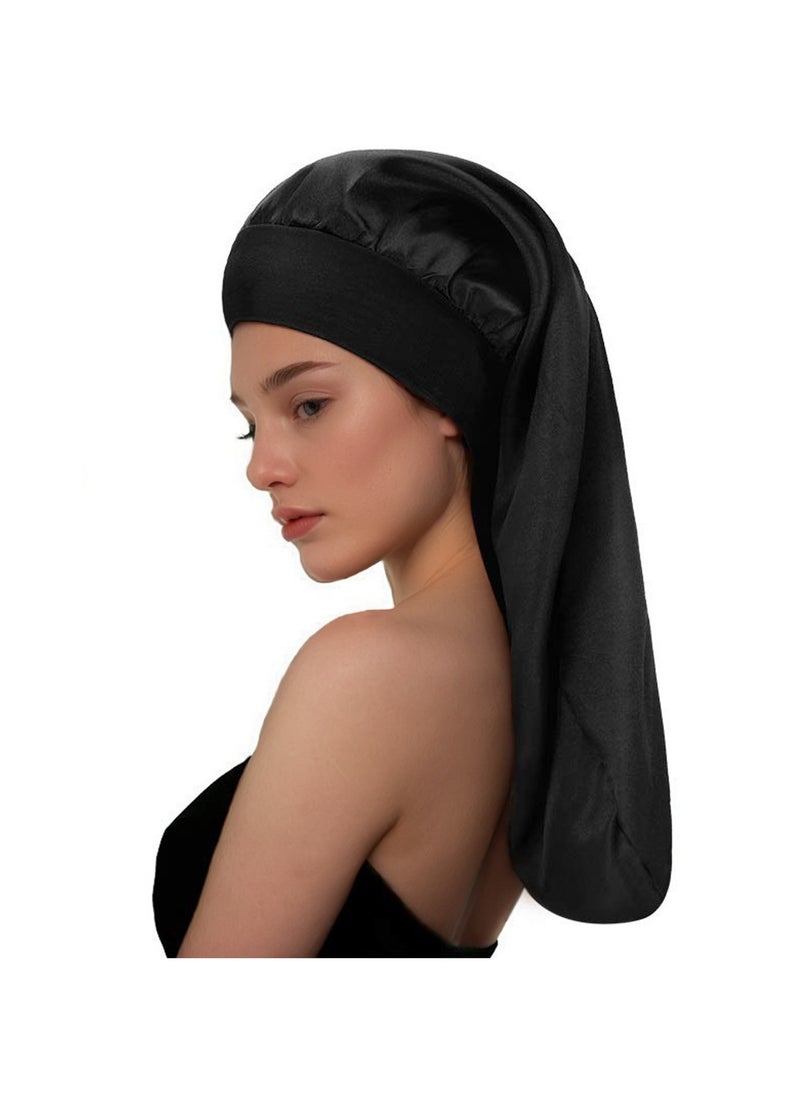 Goolsky 1pc Long Silky Sleep Bonnet For Straight Curly Hair, Extra Large Hair Bonnets For Dreadlock And Braids, Satin Sleeping Caps Night Cap For Women - Bathroom Accessories  - Image 1