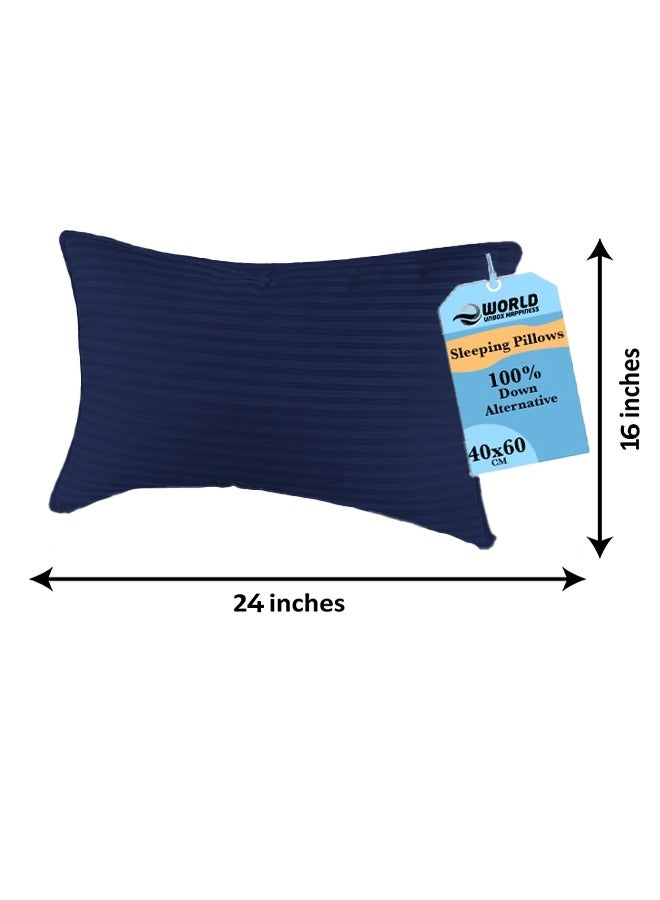 Eworld 3-piece Bedding Set Includes 2 Premium Bed Pillows & 1 Full-Body Pillow for Adults, Breathable & Ideal for Side Sleepers with Polyester Filling & Soft Cotton Cover, in Navy Blue Color - Image 5