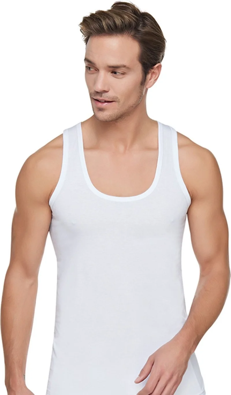 توتكو Passion Men's 6 Pack White Cotton Rib Undershirt
