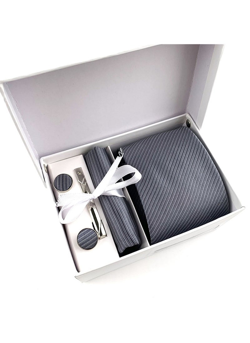 Generic 6 PCS Men's Premium Tie Gift Box Tie Pocket Square Fashionable Stylish Tie Clip Cufflinks Set  - Image 1