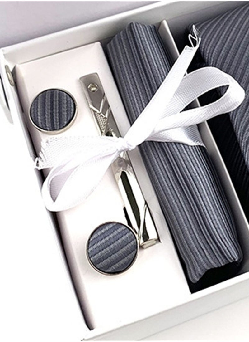 Generic 6 PCS Men's Premium Tie Gift Box Tie Pocket Square Fashionable Stylish Tie Clip Cufflinks Set  - Image 2