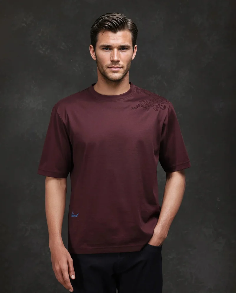 رير رابِت Men's Flock Print Barcelone Fit T-Shirt