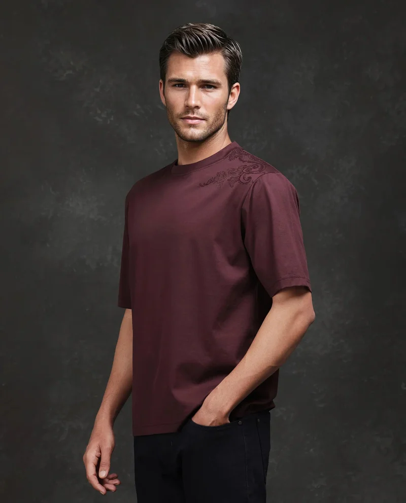 رير رابِت Men's Flock Print Barcelone Fit T-Shirt