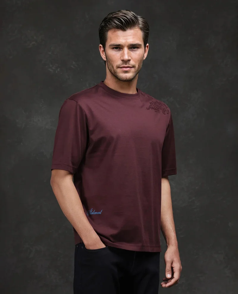 رير رابِت Men's Flock Print Barcelone Fit T-Shirt