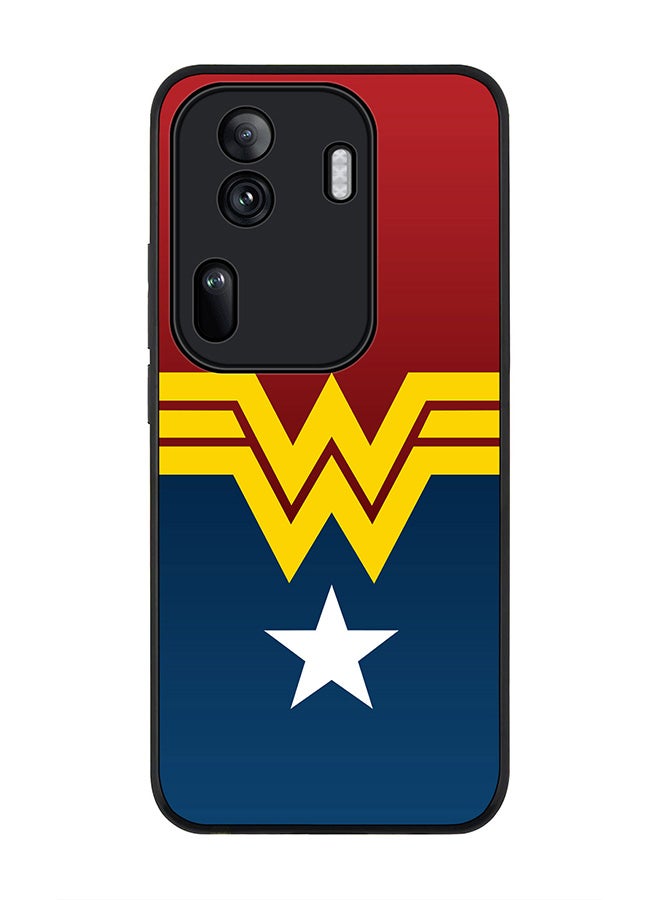 Stylizedd Rugged Black Edge Case for Oppo Reno11 Pro, Slim fit Soft Case Flexible Rubber Edges Anti Drop TPU Gel Thin Cover -  Wonder Woman - Image 1