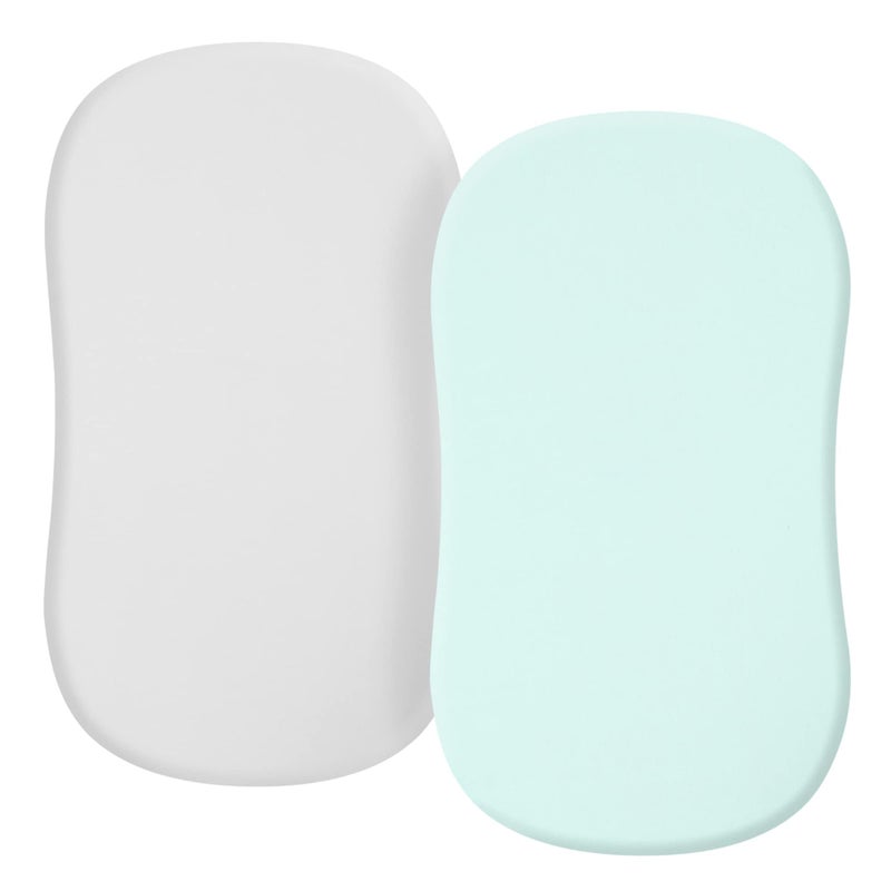 TILLYOU Baby Bassinet Sheets for Girls Boys Fit for Hourglass Oval Rectangle Bassinet Mattress Sheets 33X16 2 Pack Gray and Green