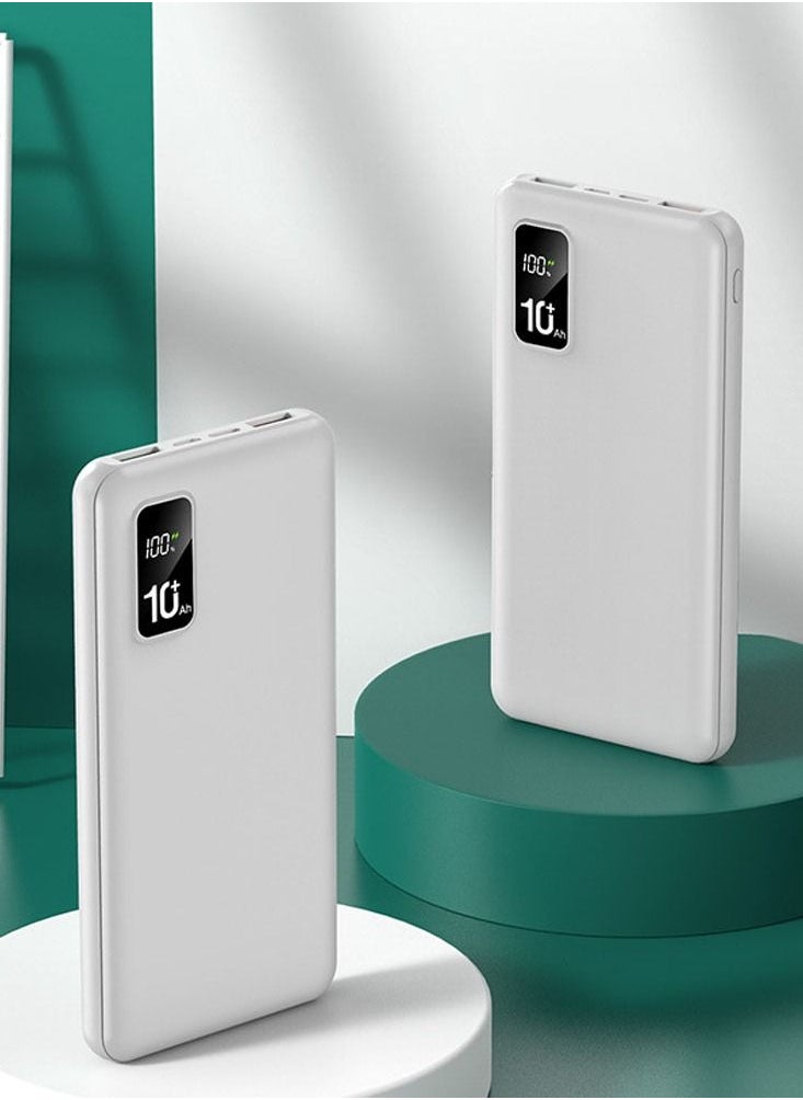 JEEJPV 10000 mAh Charging bank Large capacity compact mobile Power Bank white  - Image 1