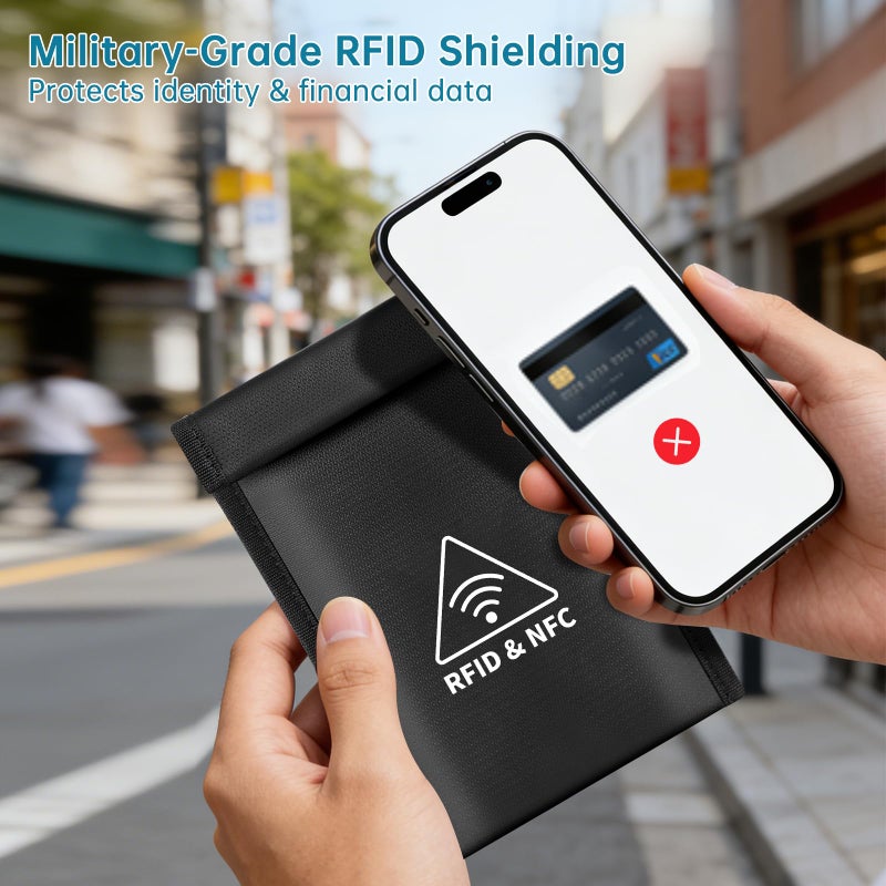 ZOOPIP Faraday Bag for Phone,Military Grade Signal Blocker Faraday Cage for Car Key,RFID Blocking Anti-Tracking Pouch for Mobile Device Privacy&Data Security[5G/Bluetooth/WiFi/GPS] - Image 2