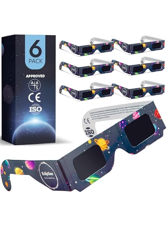 Arabest Solar Eclipse Glasses (6 pack) CE and ISO Certified Safe Shades for Direct Sun Viewing 2024 Approved  - Image 1