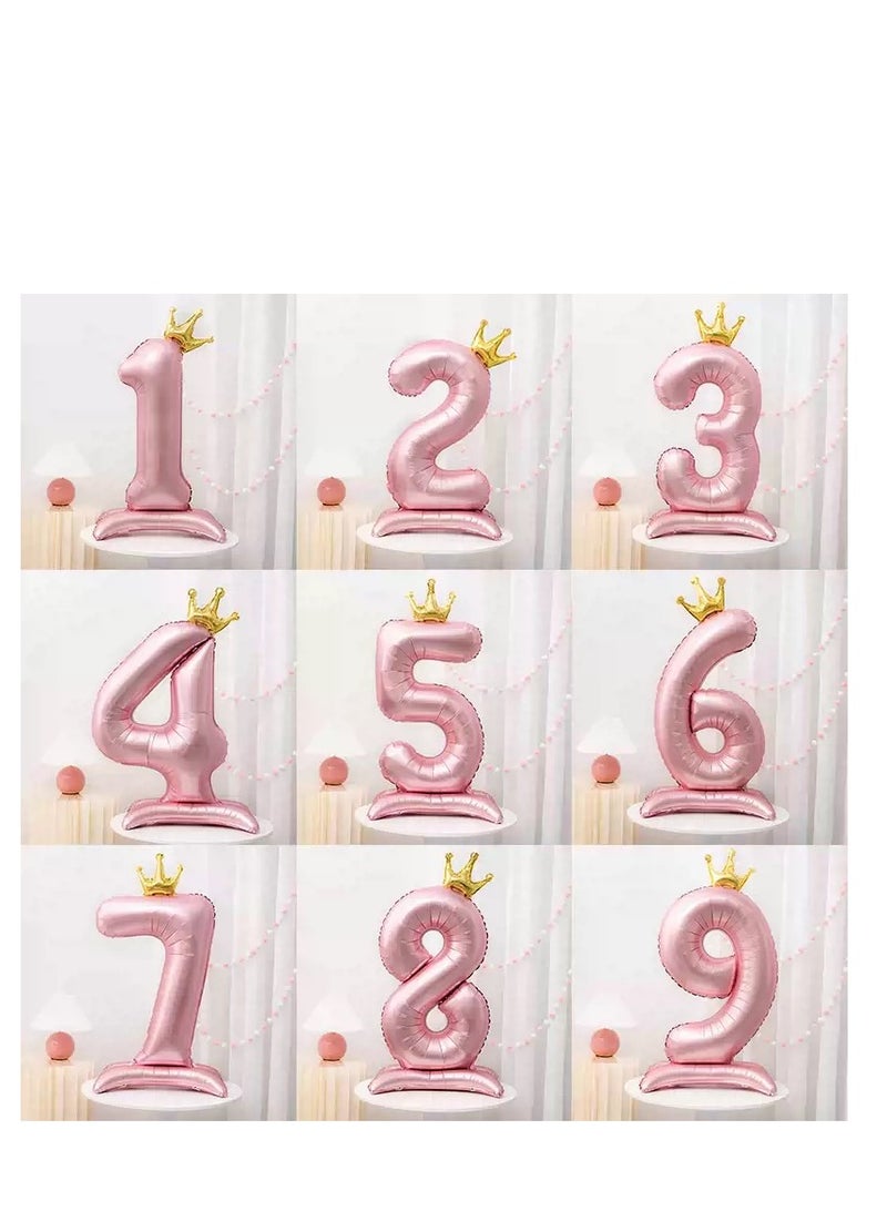 Large Pink No. 5 Balloon With Crown And Base Birthday Decoration Scene Arrangemen - Image 2