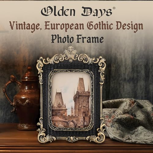 Olden Days 5x7 Picture Frame - Gothic Vintage European Design, Antique Baroque Style Photo Frame for Wall Hanging, Tabletop Display, and Home Decor (Black) - Image 2