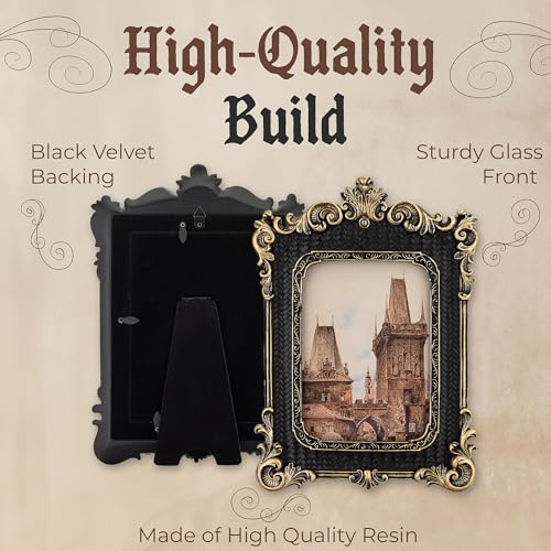 Olden Days 5x7 Picture Frame - Gothic Vintage European Design, Antique Baroque Style Photo Frame for Wall Hanging, Tabletop Display, and Home Decor (Black) - Image 5