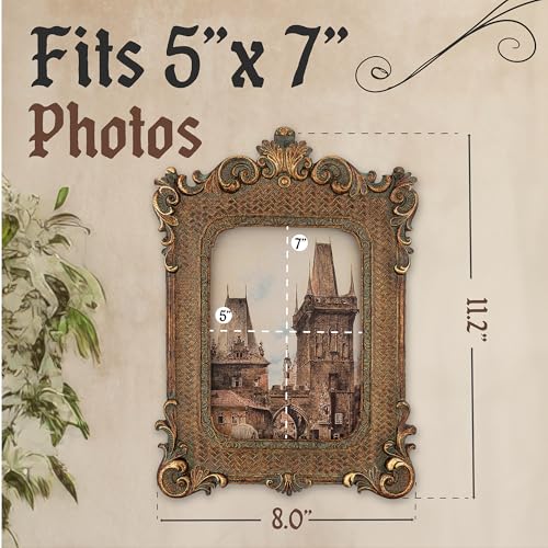 Olden Days 5x7 Picture Frame - Gothic Vintage European Design, Antique Baroque Style Photo Frame for Wall Hanging, Tabletop Display, and Home Decor (Black) - Image 3