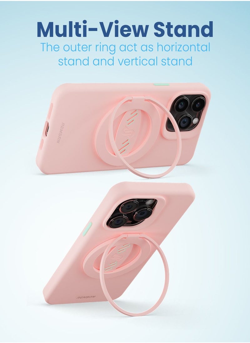 Remson Remson Mag-X Phone Grip Finger Strap Magnetic Phone Kickstand with Silicone Strap Compatible for iPhone 14/13 Pro/Max/Plus (Pink/Teal)  - Image 5