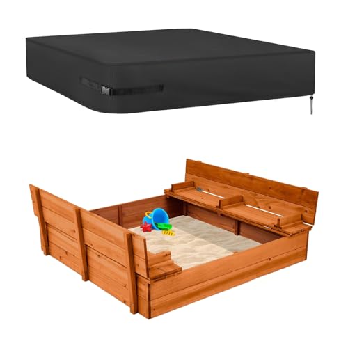 Kasla Sandbox Cover Square Sandbox Cover Waterproof Outdoor Toddlers Large Sand Box Covers for Sand Protection Black 50 L50 W8 H - Image 1