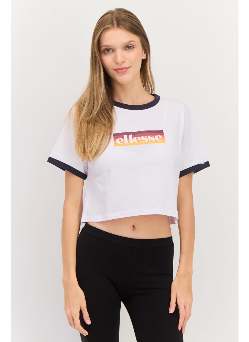 Ellesse - Women Round Neck Short Sleeve Brand Logo Top, White - Image 1