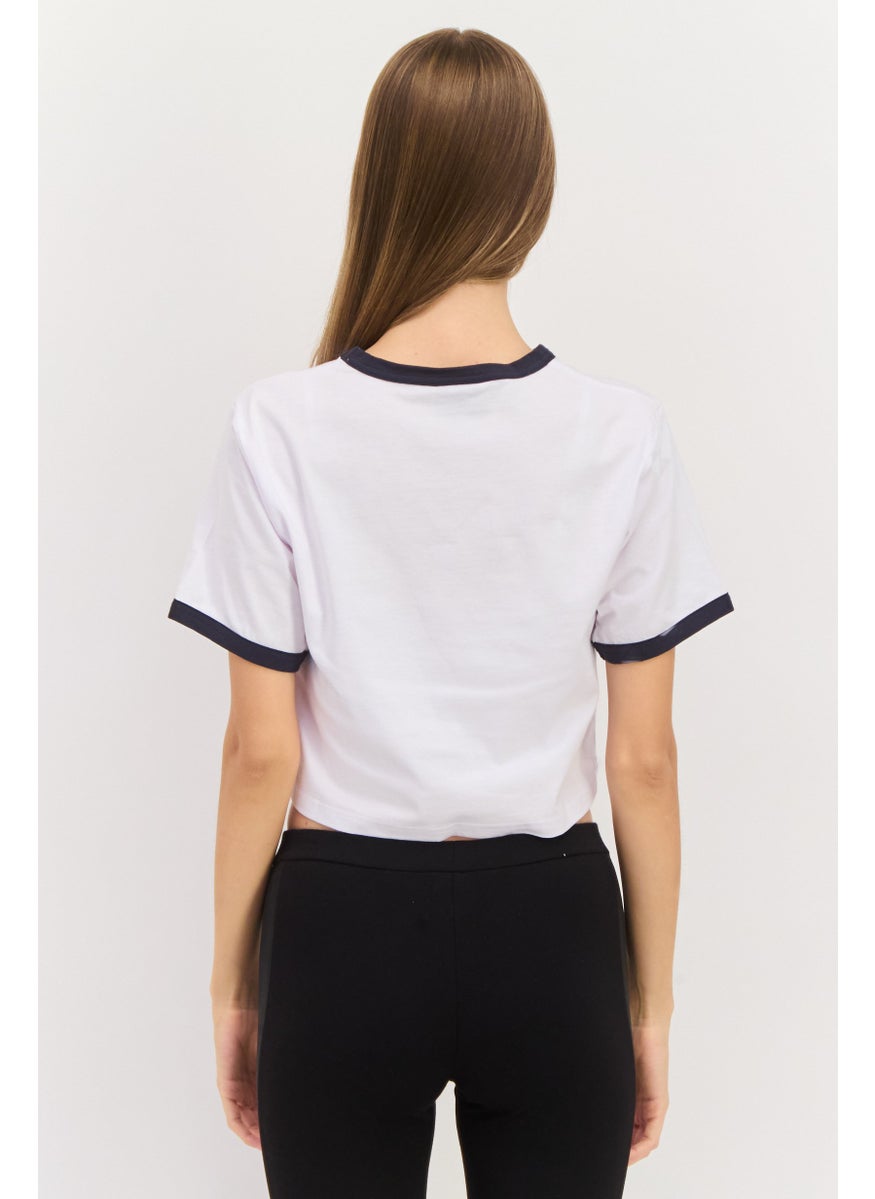 Ellesse - Women Round Neck Short Sleeve Brand Logo Top, White - Image 1