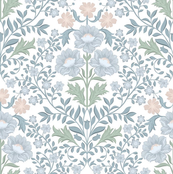 FLORAL WALLPAPER PEEL AND STICK WALLPAPER 173X788 BOHO CONTACT PAPER REMOVABLE SELF ADHESIVE WALL PAPER FOR BATHROOM BEDROOM BLUE AND WHITE WILDFLOWER WALLPAPERS FOR WALLS HOME DECORATE VINYL