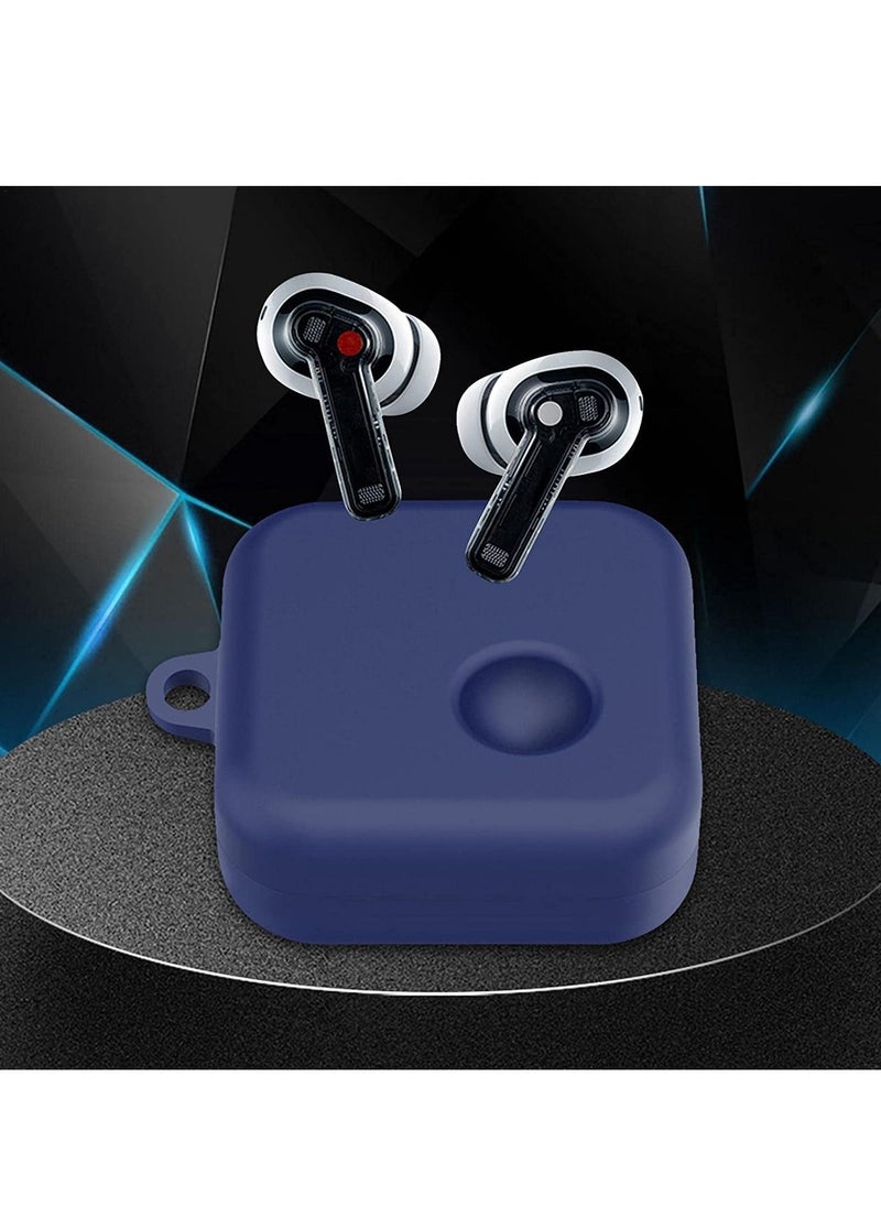 Generic - Silicone Case for Nothing Ear(1) Earbuds CaseShockproof Rugged Silicone Protective Case Cover Shell for Nothing Ear(1) Case with Carabiner (Blue) - Image 1