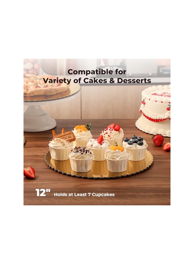 S-TOP [20 Pack] Cake Boards 12 Inch Gold Cake Pan Disposable Cake Rounds Base Cardboard Circles for Pizza Base Stand for Desserts and Pastries Grease Proof and Moisture Resistant Christmas, Birthday - Image 3