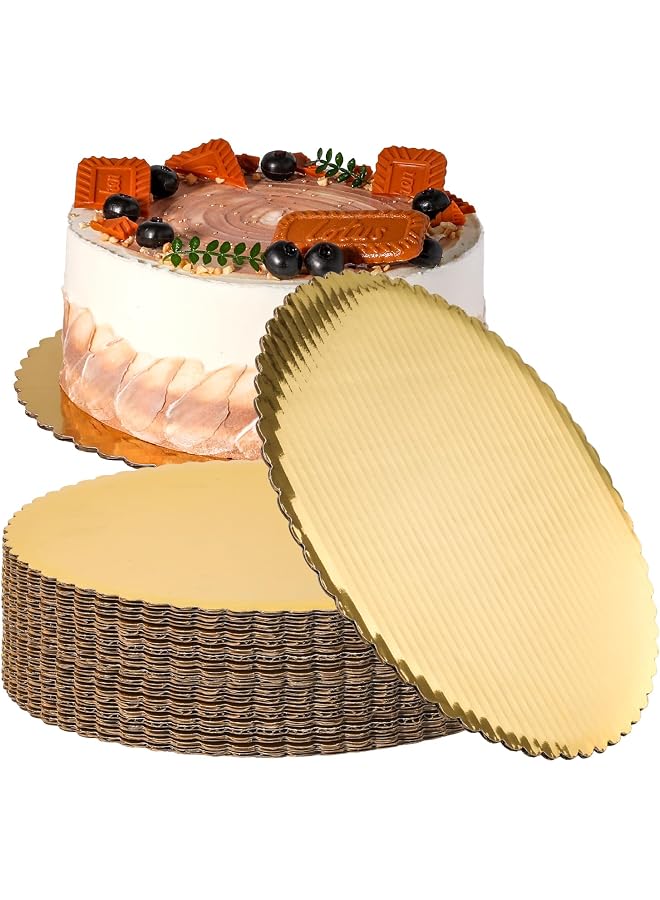 S-TOP [20 Pack] Cake Boards 12 Inch Gold Cake Pan Disposable Cake Rounds Base Cardboard Circles for Pizza Base Stand for Desserts and Pastries Grease Proof and Moisture Resistant Christmas, Birthday - Image 1