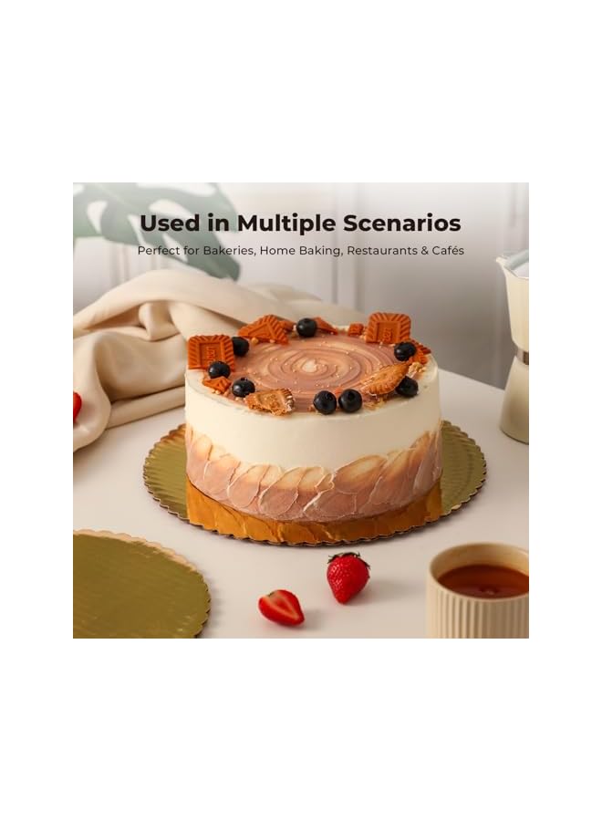S-TOP [20 Pack] Cake Boards 12 Inch Gold Cake Pan Disposable Cake Rounds Base Cardboard Circles for Pizza Base Stand for Desserts and Pastries Grease Proof and Moisture Resistant Christmas, Birthday - Image 4