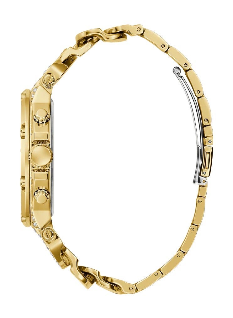 GUESS ساعة كواتز ذهبية اللون للنساء من غس – سوار من الفولاذ المقاوم للصدأ الأنيق – GW0517G2 - Image 2