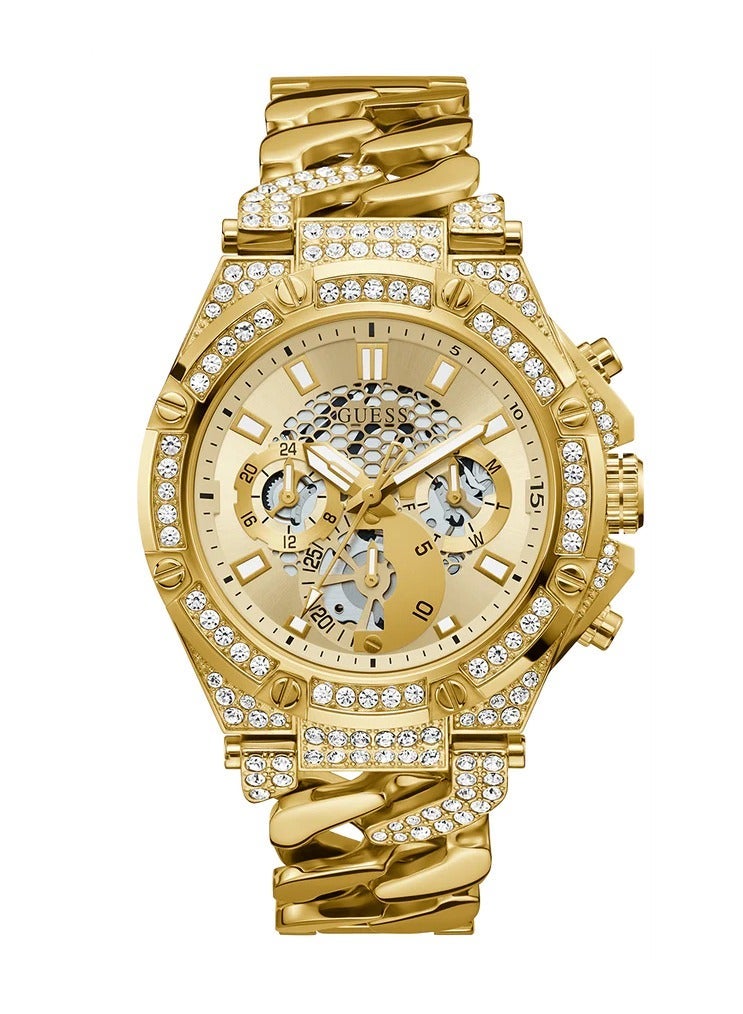 GUESS ساعة كواتز ذهبية اللون للنساء من غس – سوار من الفولاذ المقاوم للصدأ الأنيق – GW0517G2 - Image 1