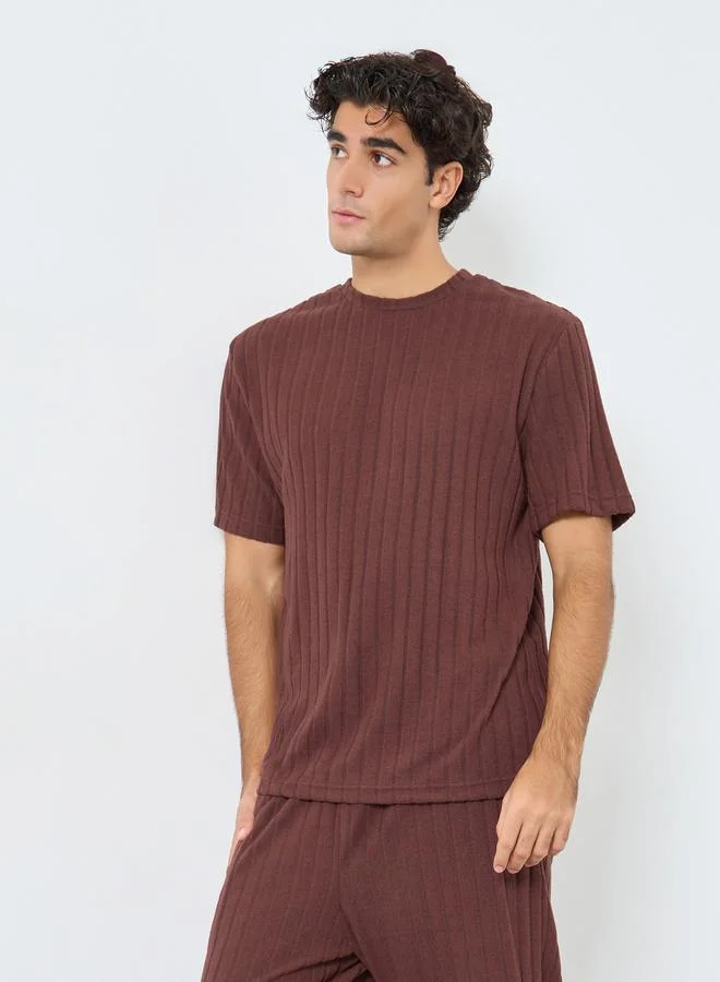 Styli Men Relaxed Fit Knit T-Shirt and Shorts Set