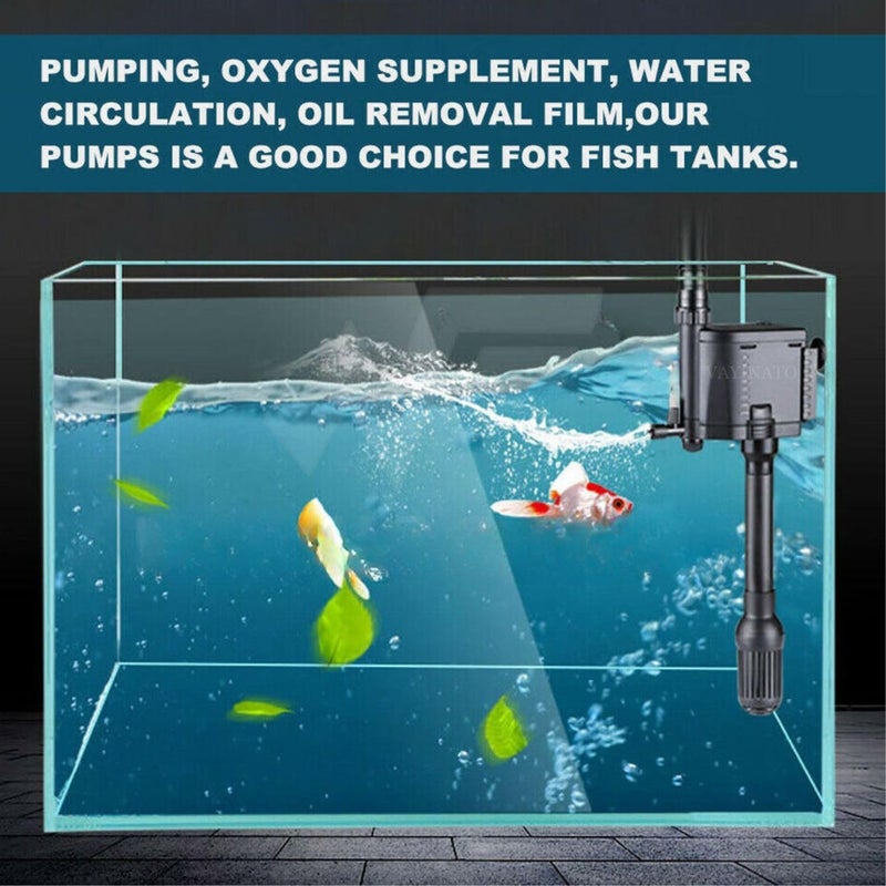VAYINATO فلتر موتور كهربائي RS-580P 10W 3 في 1 تحت الماء | 900 لتر/ساعة دوران المياه، الترشيح والأكسجة لأحواض السمك المستوردة - Image 3