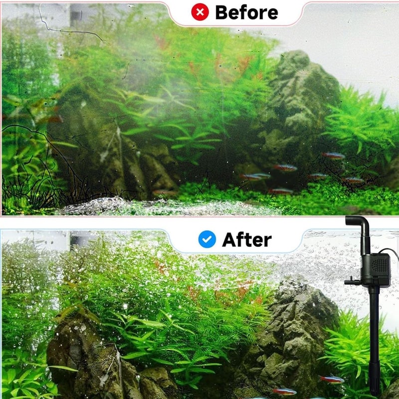 VAYINATO فلتر موتور كهربائي RS-580P 10W 3 في 1 تحت الماء | 900 لتر/ساعة دوران المياه، الترشيح والأكسجة لأحواض السمك المستوردة - Image 5
