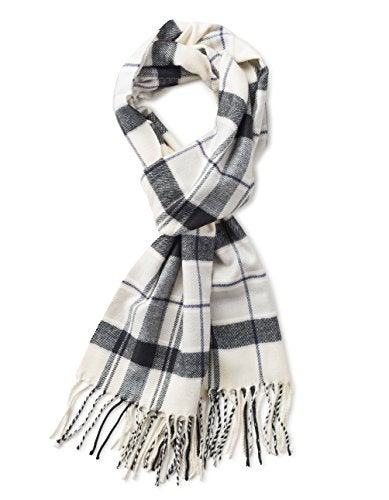 VERONZ Super Soft Luxurious Classic Cashmere Feel Winter Scarf (White Black Plaid) - Image 4