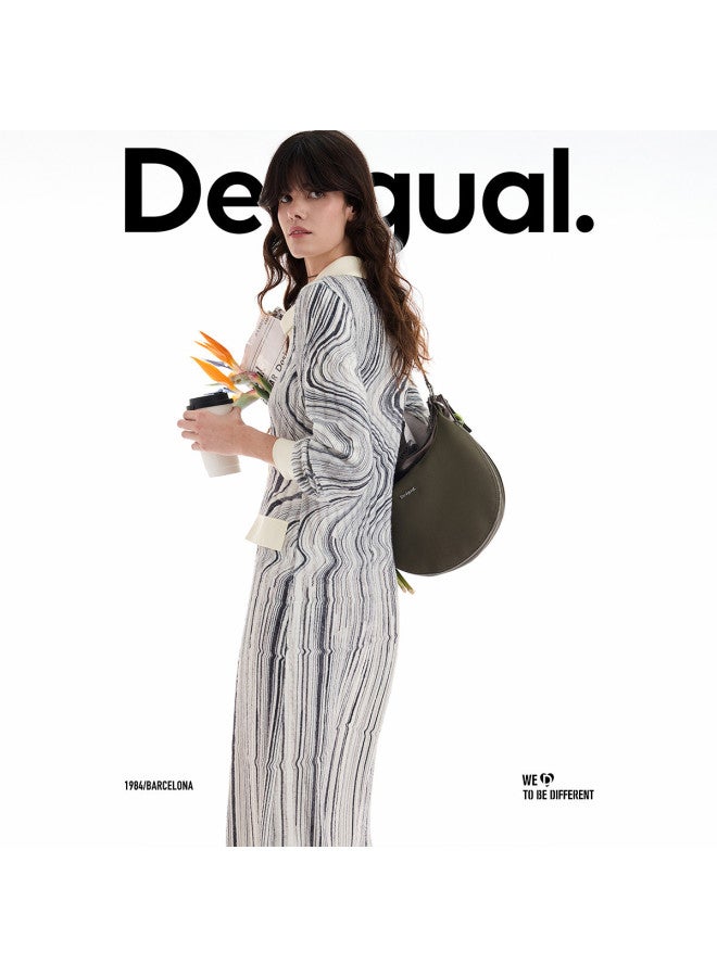 DESIGUAL فستان قميص مزخرف مطبوع يدويًا بياقة جديد لخريف/شتاء 2025 - Image 5