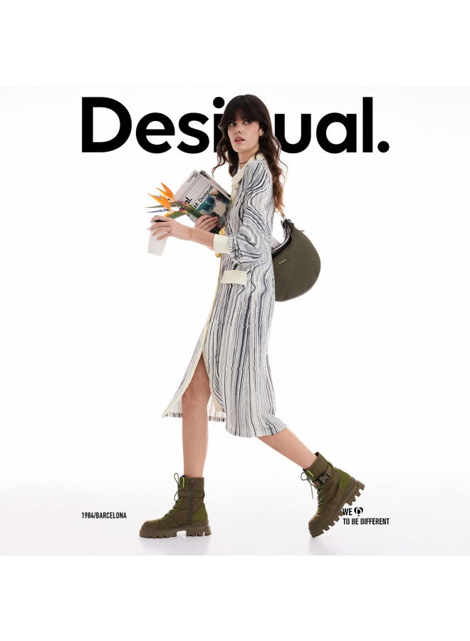 DESIGUAL فستان قميص مزخرف مطبوع يدويًا بياقة جديد لخريف/شتاء 2025 - Image 2