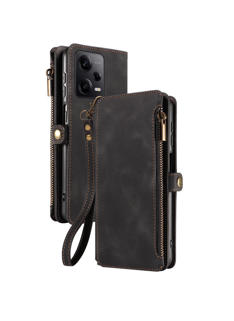 X-level Leather Case Cover for Redmi note 12 Pro Flip Wallet with Card Holder kickstand Magnetic Shockproof Dustproof Comfortable Touch Closure PU Leather Protective Back Cover protector Accessory  - Image 1