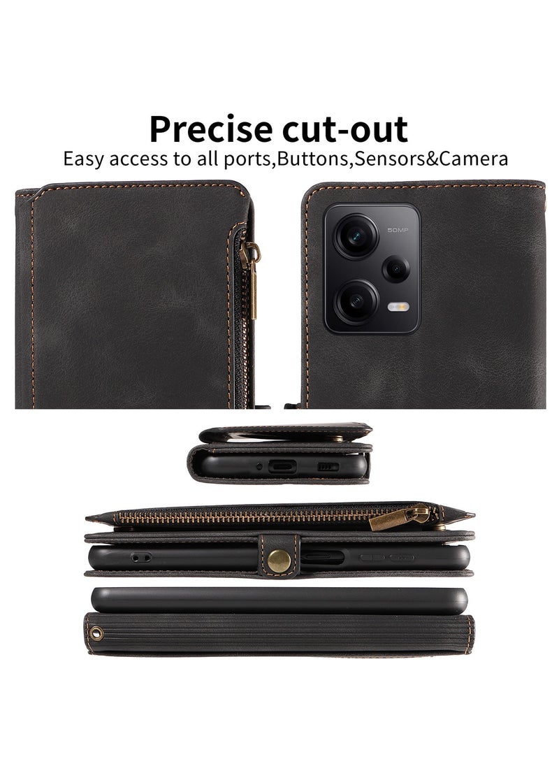 X-level Leather Case Cover for Redmi note 12 Pro Flip Wallet with Card Holder kickstand Magnetic Shockproof Dustproof Comfortable Touch Closure PU Leather Protective Back Cover protector Accessory  - Image 4