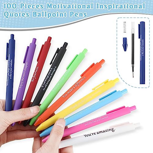Teling 100 Pcs Motivational Pens Bulk Inspirational Quotes Ballpoint Pens with Sayings Funny Positive Thank You Gifts for Staff Employees Operation Christmas, Black Ink(Classic Colors,Classic Style) - Image 4
