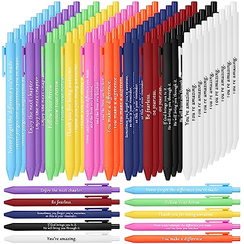 Teling 100 Pcs Motivational Pens Bulk Inspirational Quotes Ballpoint Pens with Sayings Funny Positive Thank You Gifts for Staff Employees Operation Christmas, Black Ink(Classic Colors,Classic Style) - Image 1