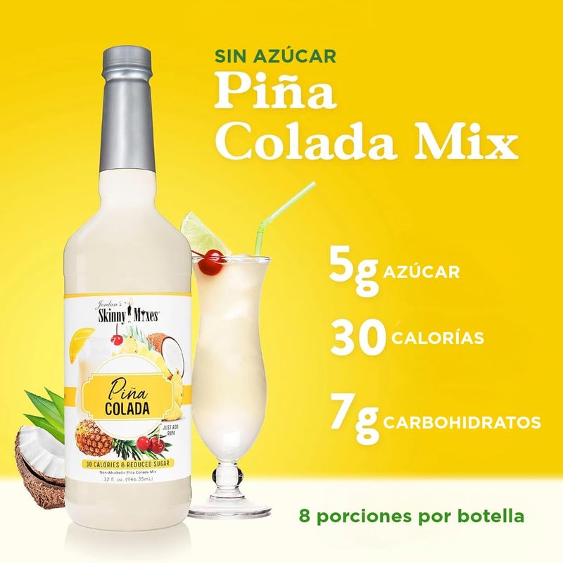 Jordan's Skinny Mixes Pina Colada Mix, Flavored Cocktail Mixer for Drinks, Tropical Drink Flavoring for Cocktails & Mocktails, Low Calorie, Gluten Free, Keto Friendly, 32 Fl Oz, 1 Pack - Image 3