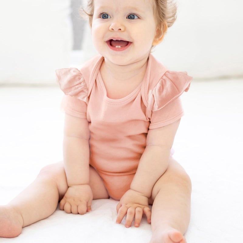 Butterblu Rory 5-Pack Short Sleeve Ruffle Shoulder Bodysuits 100% Organic Cotton for Baby Girls, Sorbet, 6-9 Months - Image 3