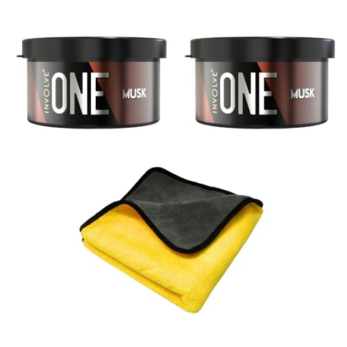 Involve your senses One Fiber Combo - Musk Car Perfume (Pack of 2) & Microfiber Cotton Cloth | Car Air Freshener | Car Accessories Interior - Image 1