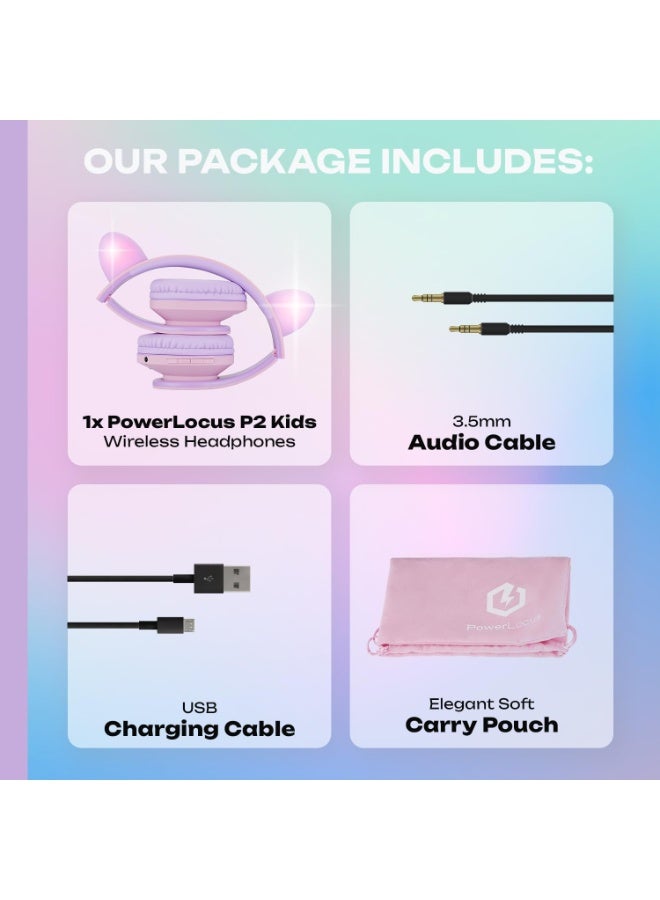PowerLocus Children's Bluetooth Headphones, P2 Headphones for Children with Volume Limited to 85db, Wireless and Wired Headphones, Foldable and Adjustable Headphones, Comfortable Headphones - Image 3