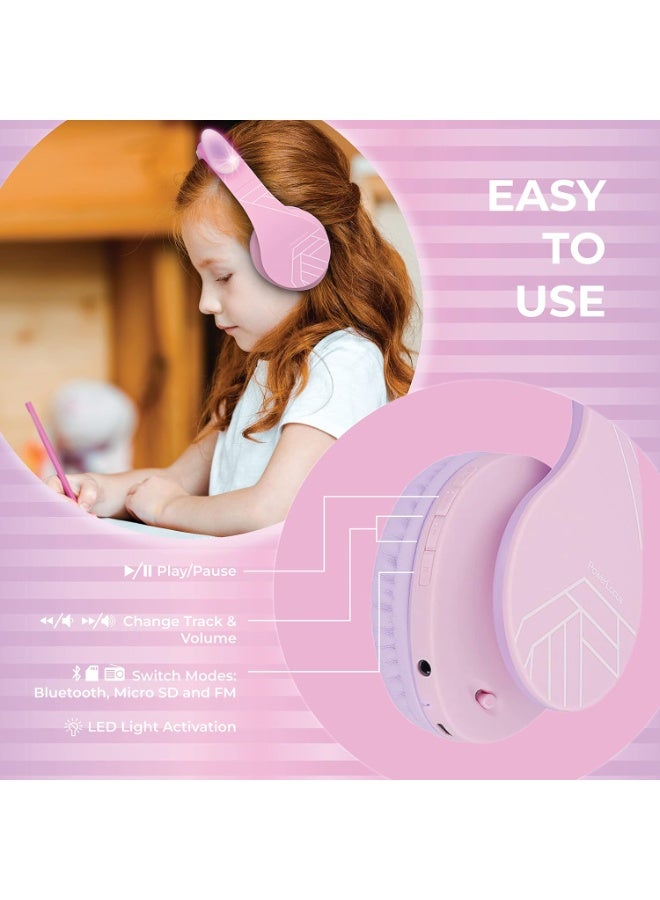 PowerLocus Children's Bluetooth Headphones, P2 Headphones for Children with Volume Limited to 85db, Wireless and Wired Headphones, Foldable and Adjustable Headphones, Comfortable Headphones - Image 4