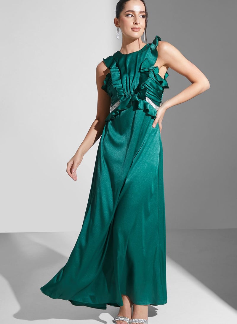 Namshi x Emerald Ruffle Trim Dress  - Image 1
