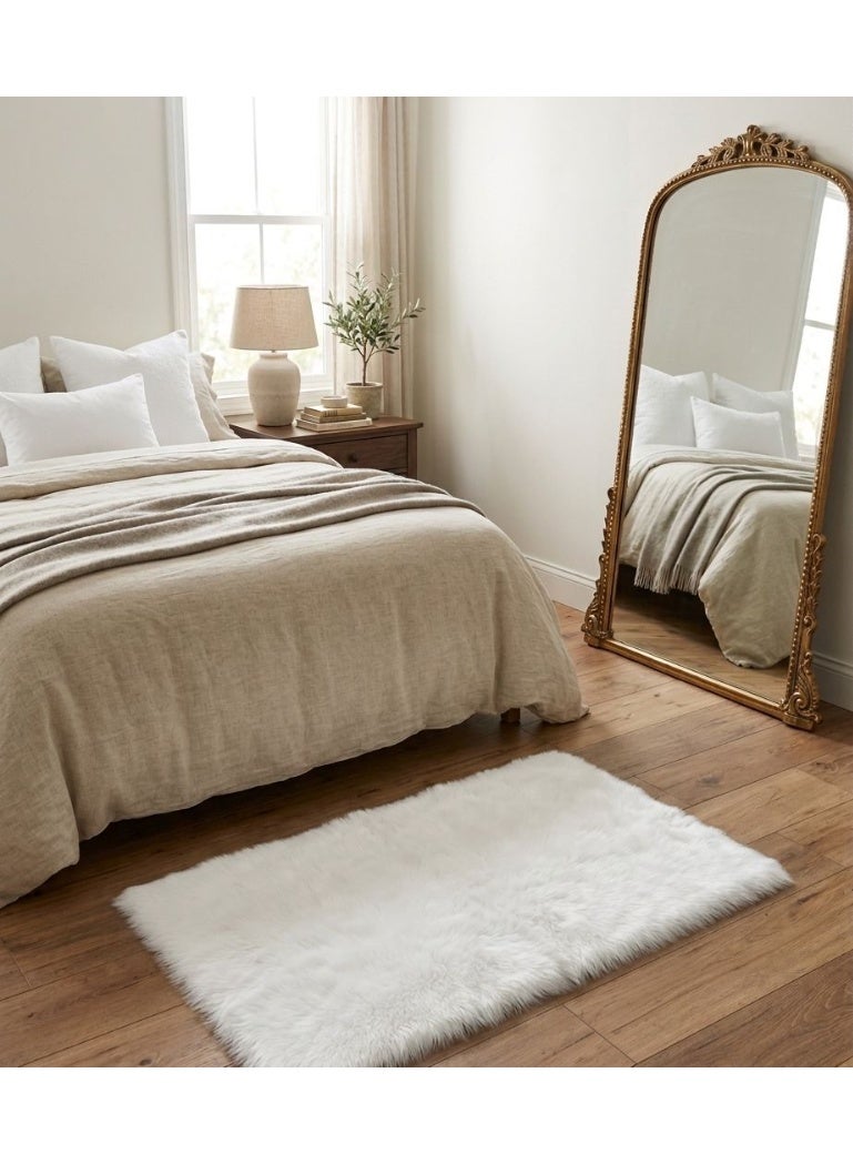 High‑quality fur small rug with a luxurious soft feel Made from ultra‑plush fibers for maximum comfort Non‑slip backing keeps the rug firmly in place Anti‑allergic material safe for sensitive skin Durable construction that stays fluffy and elegant Perfect for bedrooms, living rooms, and cozy corners - Image 4