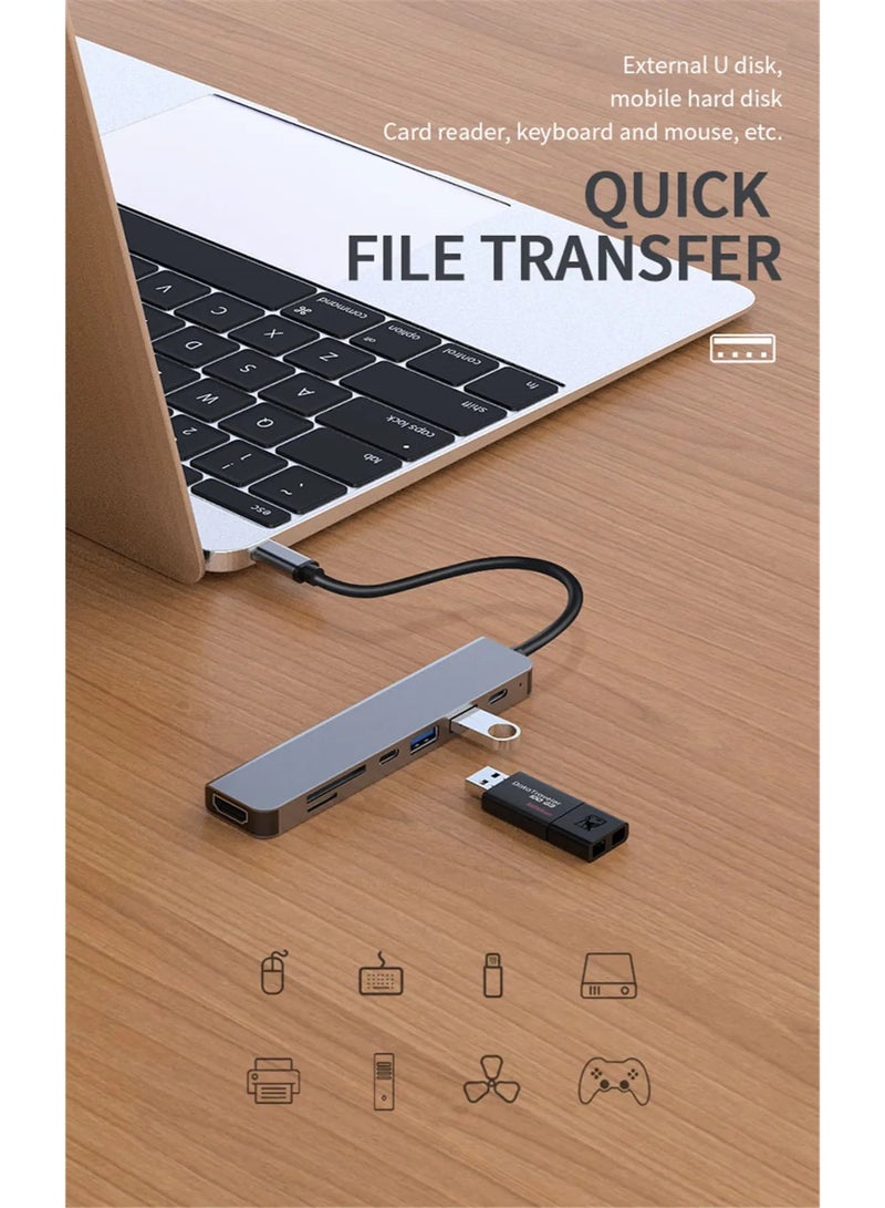 USB C Hub 7-in-1, Multi-Port Type-C Adapter Hub to 4K HDMI, Micro SD Card Reader, USB C & USB A 3.0, 100W PD, Compatible with iPad Pro, MacBook Pro, Laptops - Image 4